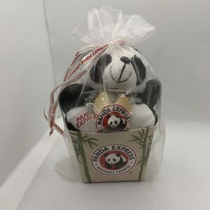 Panda Express Plush Panda 2013 Takeout Box w/ Organza Gift Bag Promo Collectible